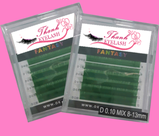False Eyelash D 0.10 MIX 8-13 mm (Green))