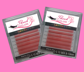 False Eyelash D 0.10 MIX 8-13 mm (Pink)
