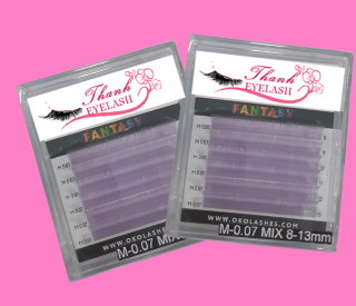 False Eyelash M-0.07 MIX 8-13 mm (L-Violet)